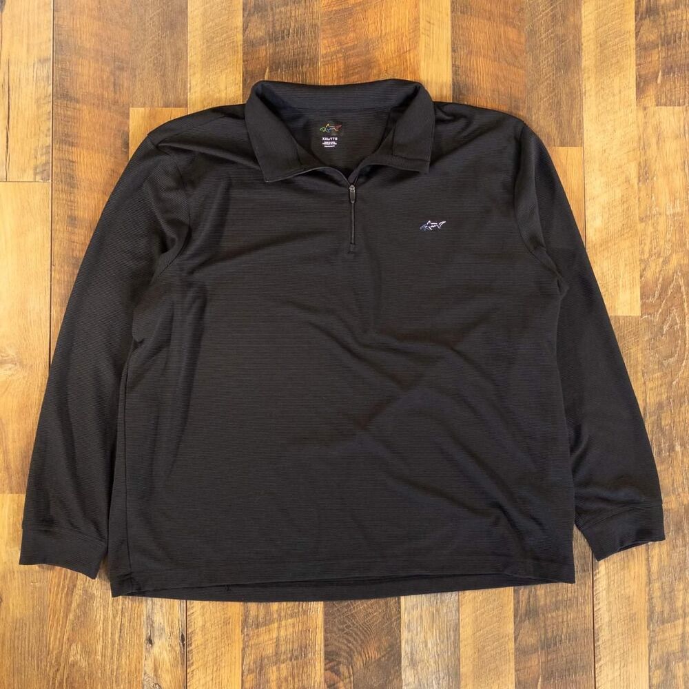 Greg Norman Collection Golf Quarter Zip Pullover Mens XXL Black Shark Logo